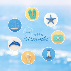 Fototapeta premium nautical collage with sea life style objects.
