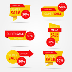 Set of sale banner collection, discount tag, special offer banner. Vector illustration
