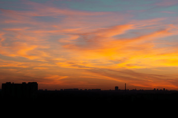Fototapeta na wymiar silhouetted city on sunset background