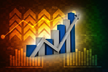3d rendering Stock market online business concept. business Graph