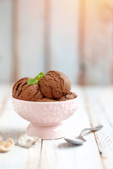 ice cream chocolate on ceramic pastel  cup
