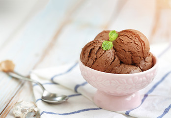 ice cream chocolate on ceramic pastel  cup