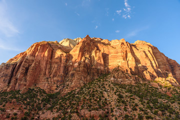 Landscape scenery at the Zion National Park, beautiful colors of rock formation in Utah - USA