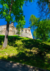 Stara Lubovna Castle of Slovakia on the hillside. beautiful medieval architecture. popular tourist...