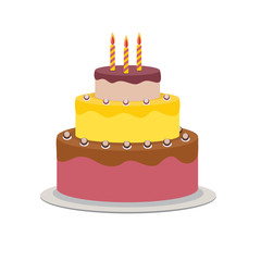 Birthday Cake Flat Icon for Your Design, Vector Illustration