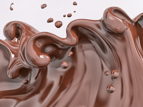  Splash chocolate isolated illustration 3d rendering