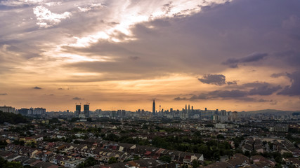 Beautiful sunset view in Kuala Lumpur, Malaysia.