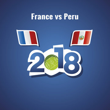France vs Peru flags soccer blue background
