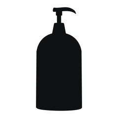 A black and white silhouette of a hand soap dispenser 