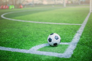 Ball on corner of football field