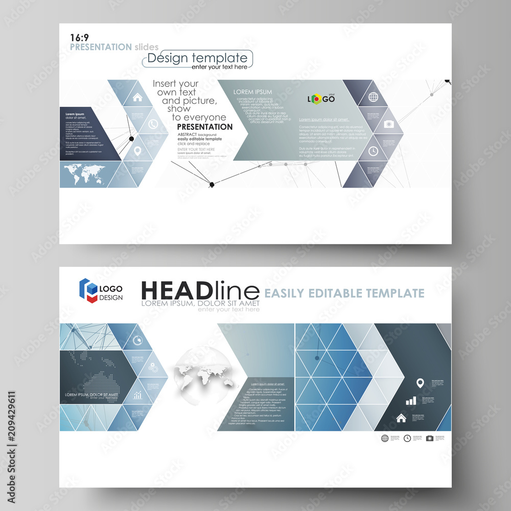 Aufkleber business templates in hd format for presentation slides. abstract vector layouts in flat design. geo