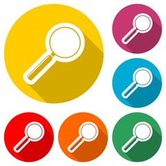 Search icon, Magnifying glass, color icon with long shadow