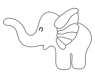 toy childish elephant flat silhouette vector illustration