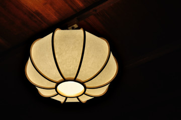 Electric light in an old Japanese house, Japanese style lamp shade, Kyoto, Japan