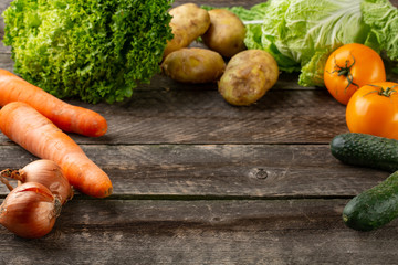 Composition with assorted raw organic vegetables