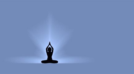 Yoga Day banner with Dark Yogi on beautiful gradient  blue background vector design