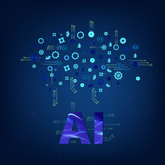 Artificial Intelligence. AI letters. Vector illustration.