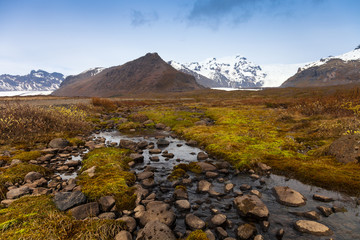 The stony rocky deserted landscape of Iceland