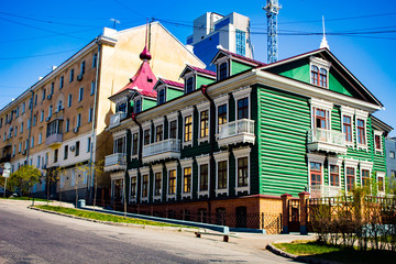 Khabarovsk, Russia - May 09, 2018: empty streets of the city