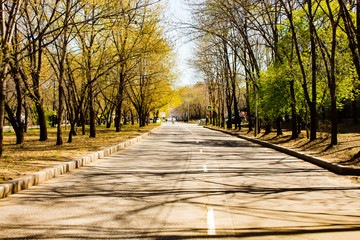 Khabarovsk, Russia - May 09, 2018: empty streets of the city