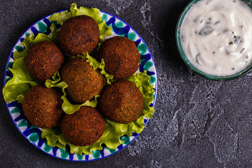 Classic falafel on the plate.