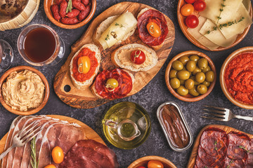 Typical spanish tapas concept.