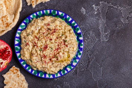 Classic Baba ganush  on the plate.
