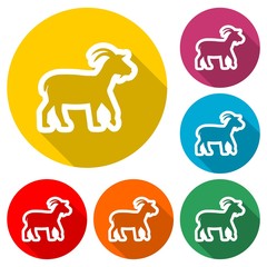 Goat icon, color icon with long shadow