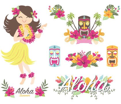 Aloha Flower Hawaiian Girl Tiki God
