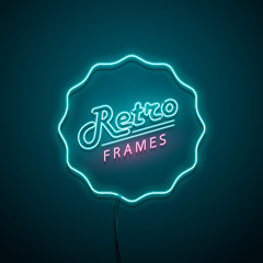 Retro frame neon sign. Vector illustration.