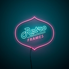 Retro frame neon sign. Vector illustration.