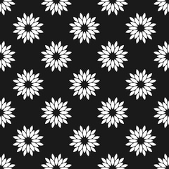 Fototapeta na wymiar Black and white floral seamless pattern