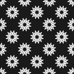 Black and white floral seamless pattern