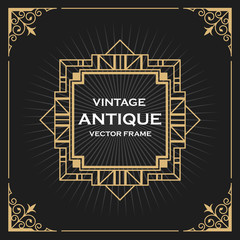 Luxury Vintage Artdeco Frame Design. Vector illustration - obrazy, fototapety, plakaty