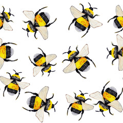 bee watercolour pattern
