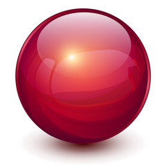 Red sphere, 3D vector ball.