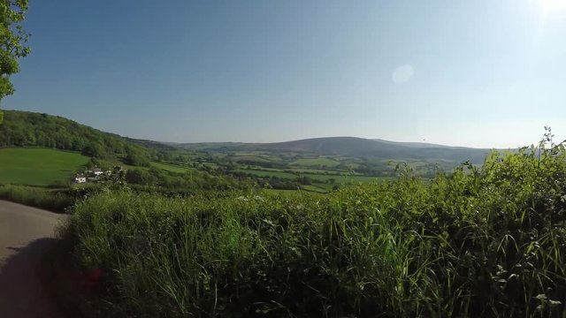 POV Driving through the Quantock Hills in Somerset, England