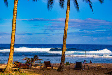 Siargao, PHILIPPINES - Feb 15, 2018: people rest on the beach of the island.