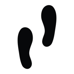 A black and white silhouette of human shoe prints
