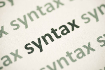 word syntax printed on paper macro - obrazy, fototapety, plakaty