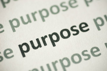 word purpose printed on paper macro