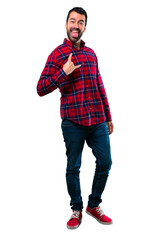 Fototapeta premium Handsome man makes funny and crazy face emotion