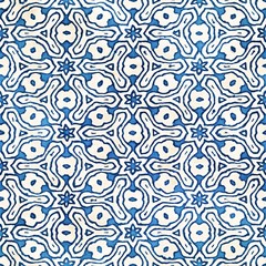 Native batik seamless watercolor artistic boho style colorful square pattern.