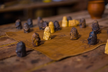 Medieval popular strategy board game - tafl. Folk, competition and traditional concept