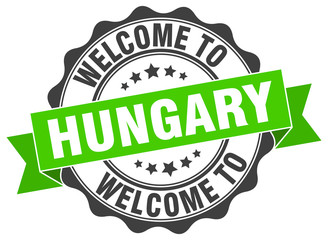 Fototapeta premium Hungary round ribbon seal