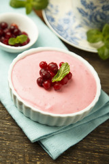 Homemade berry panna cotta dessert