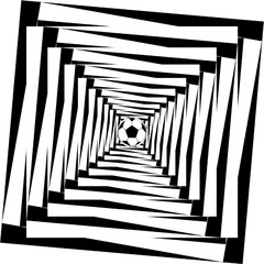 A tunnel with the optical illusion of a soccer ball moving to infinity