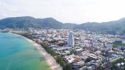 Aerial view of Patong beach, Phuket, Thailand. January 2018.