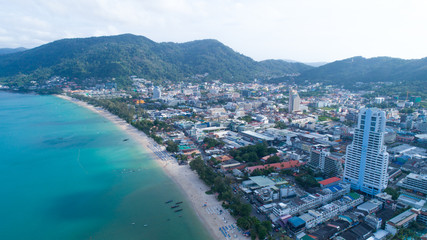 Aerial view of Patong beach, Phuket, Thailand. January 2018.