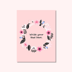 Wedding Invitation, or birthday card , floral invite, modern card Design: digital hand drawn pastel flowers in cartoon cool modern style. Vector template.